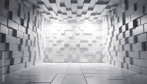 illustration of a white and grayish cubic construction block background. Generative ai © Nob