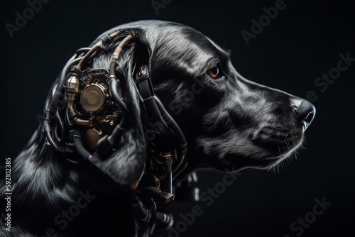 a device that translate animal thoughts into human language, future concept, generative ai photo
