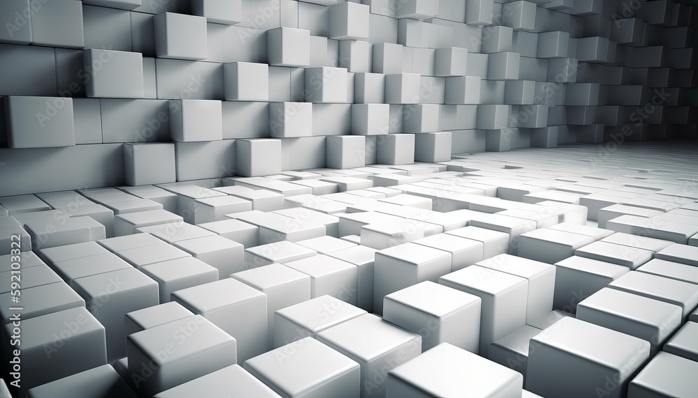 illustration of a white and grayish cubic construction block background. Generative ai illustration of a white and grayish cubic construction block background. Generative ai