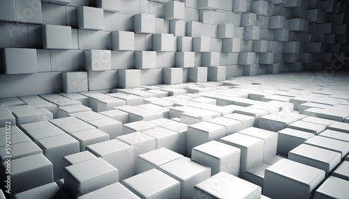 illustration of a white and grayish cubic construction block background. Generative ai