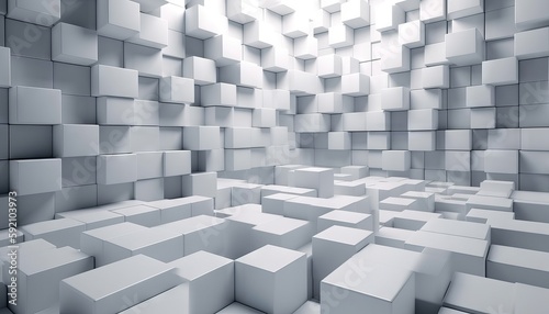 illustration of a white and grayish cubic construction block background. Generative ai