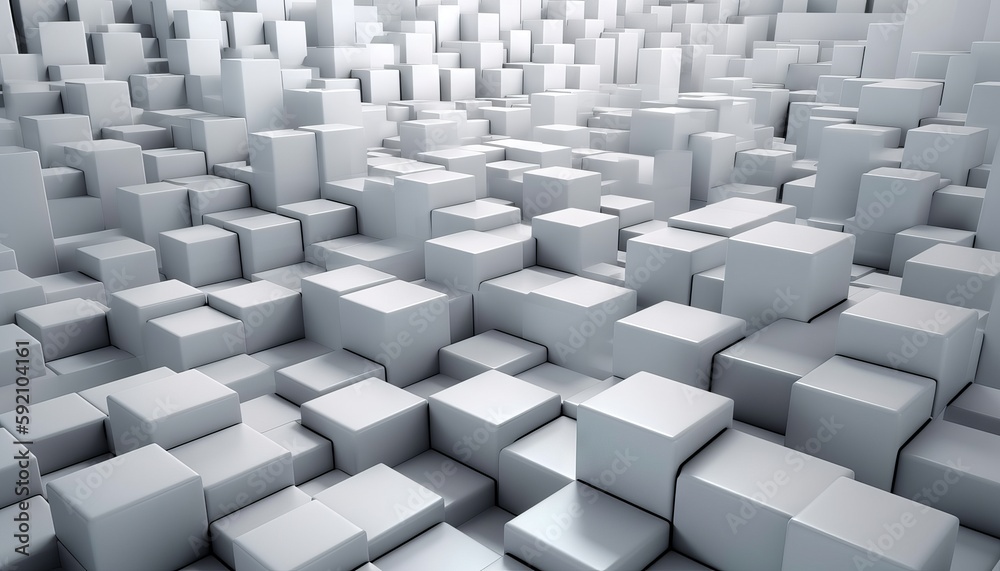 illustration of a white and grayish cubic construction block background. Generative ai illustration of a white and grayish cubic construction block background. Generative ai