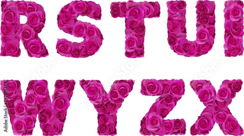 font with pink roses