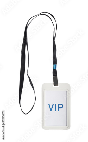 Vip badge isolated on white, top view