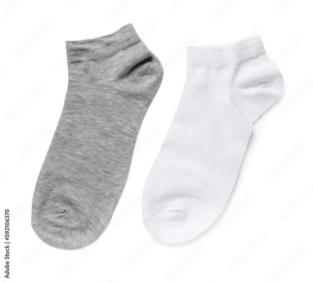 Different socks isolated on white, top view Different socks isolated on white, top view