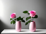 Pink rose in the vase. Generative ai