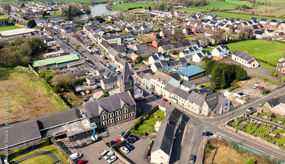 Aerial photo of 1st Portglenone Presbyterian Church in Portglenone Northern Ireland