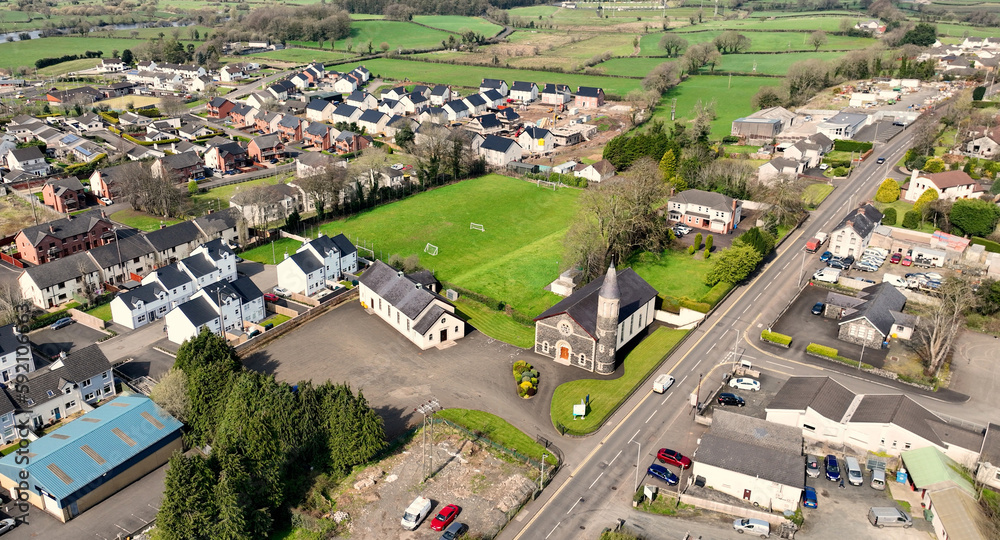 Aerial photo of 3rd Portglenone Presbyterian Church in Portglenone Northern Ireland