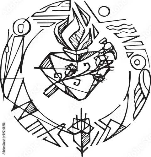 Hand drawn illustration of Joseph's Heart.