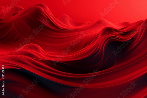 Red painted waves abstract background AI © FRANCISCOJAVIER