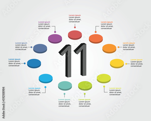 circle template for infographic for presentation for 11 element