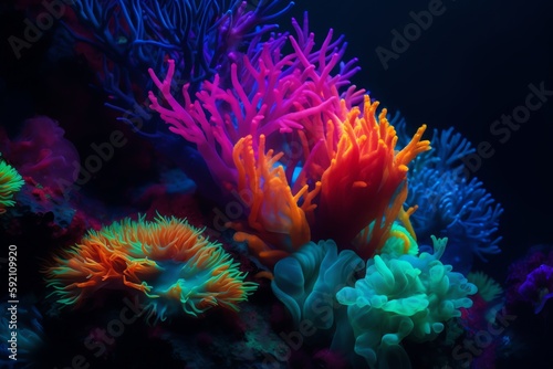 Colorful coral underwater world landscape generative ai