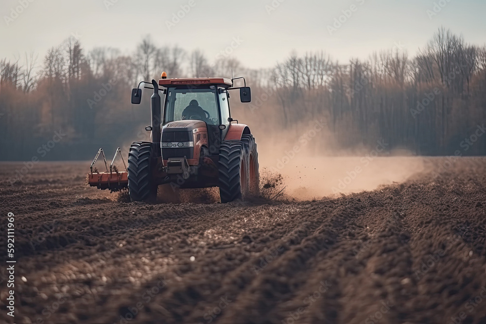 Fototapeta premium tractor in the field created with Generative AI technology