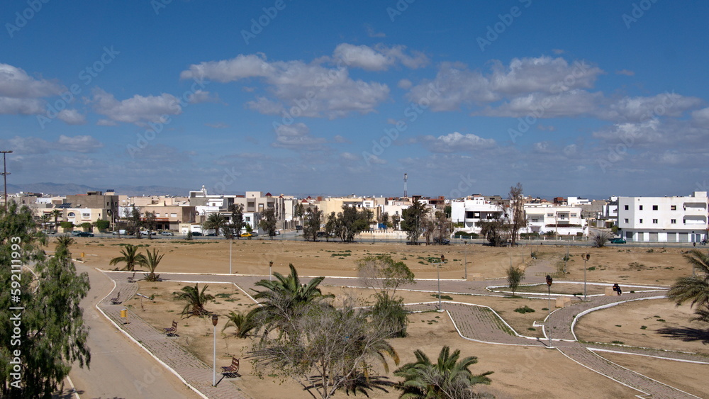Park around the Aghlabid Basins in Kairouan, Tunisia