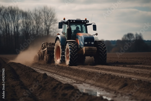 tractor in the field created with Generative AI technology