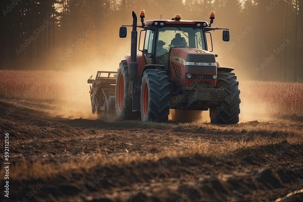 Fototapeta premium tractor in the field created with Generative AI technology