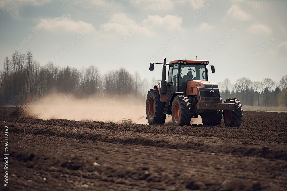 Fototapeta premium tractor in the field created with Generative AI technology