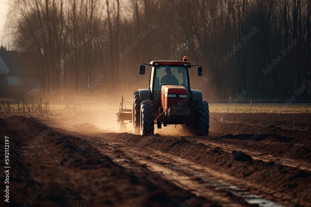 tractor in the field created with Generative AI technology tractor in the field created with Generative AI technology