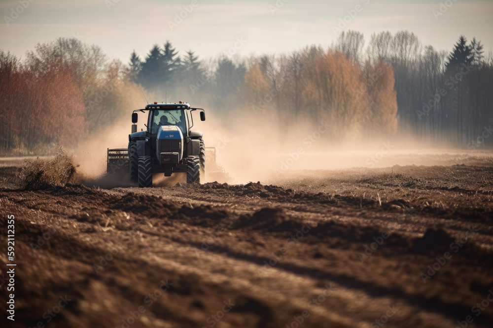 tractor in the field created with Generative AI technology tractor in the field created with Generative AI technology