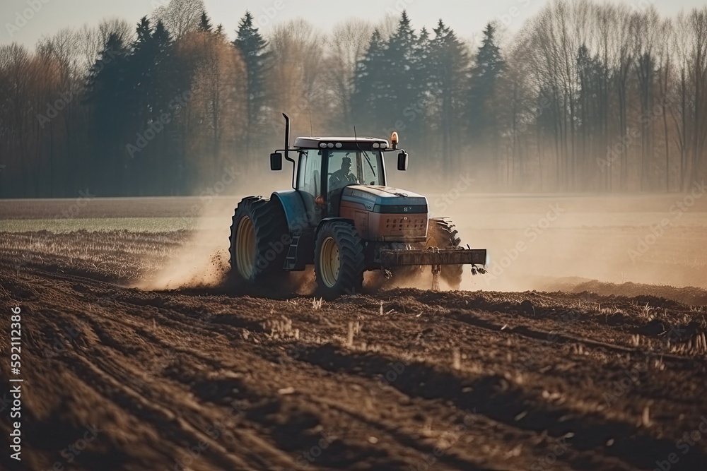 Fototapeta premium tractor in the field created with Generative AI technology