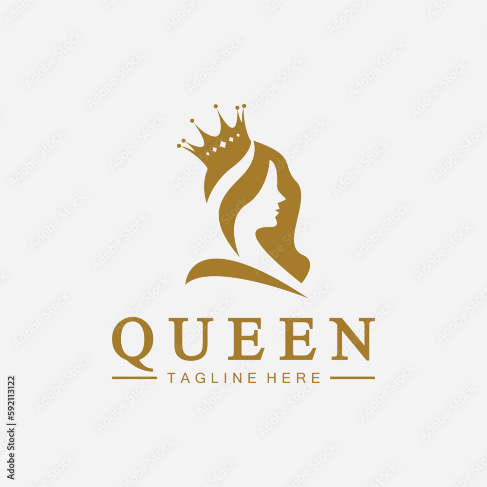 Beautiful face queen icon logo.for queen logo.Beauty woman hair salon golden logo. cosmetic, skin care business logo Beautiful face queen icon logo.for queen logo.Beauty woman hair salon golden logo. cosmetic, skin care business logo