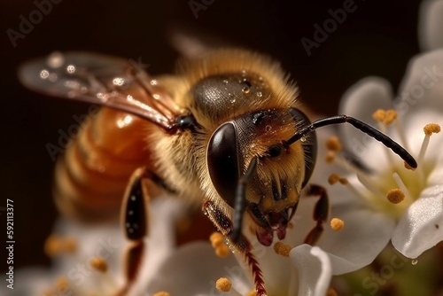 macro photo bee on a flower  © Tebha Workspace
