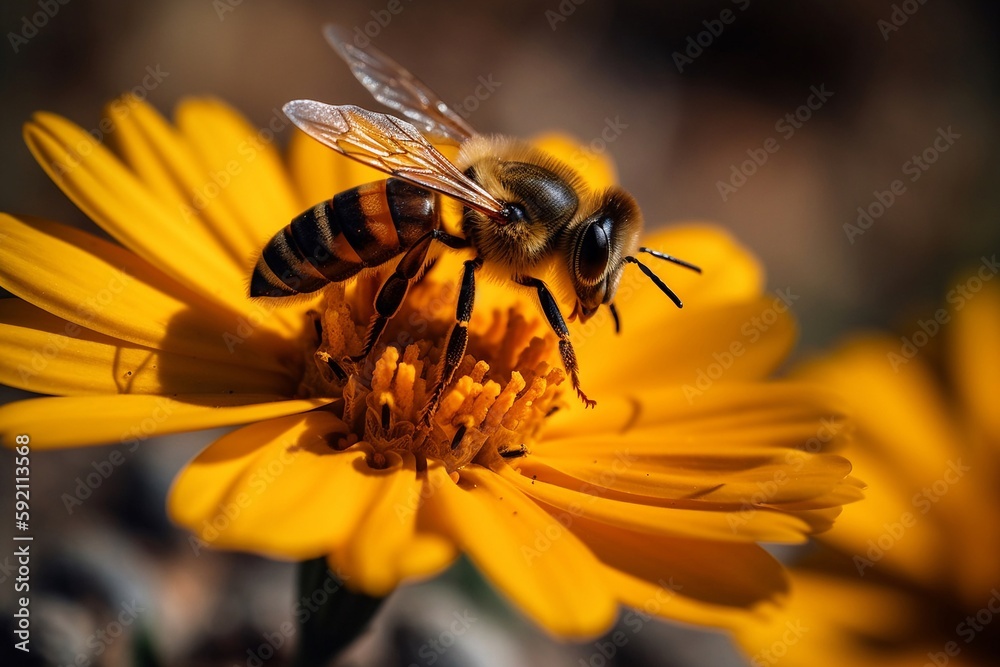 macro photo bee on a flower 