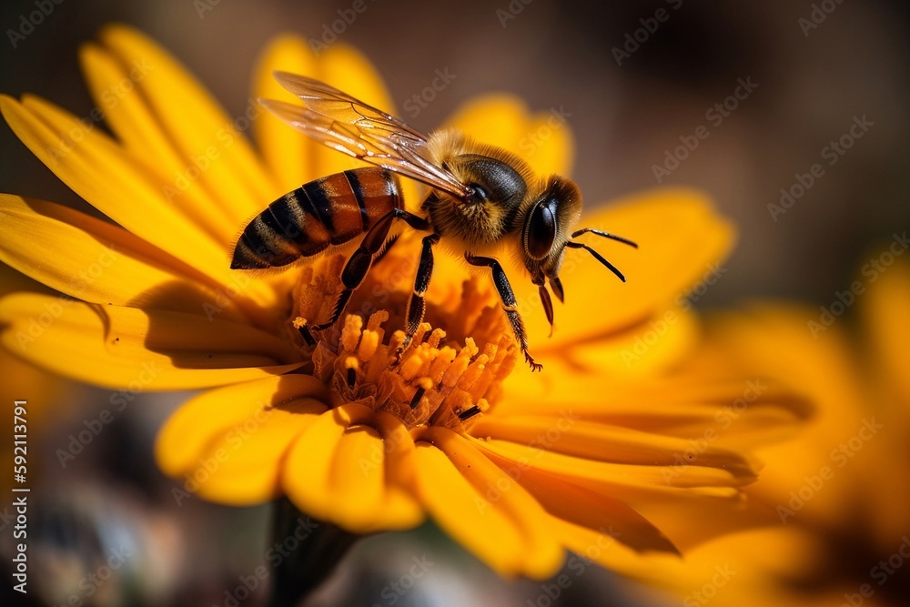 close up bee on a flower close up bee on a flower