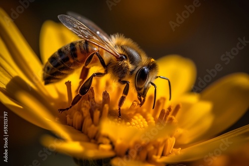 macro photo bee on a flower 