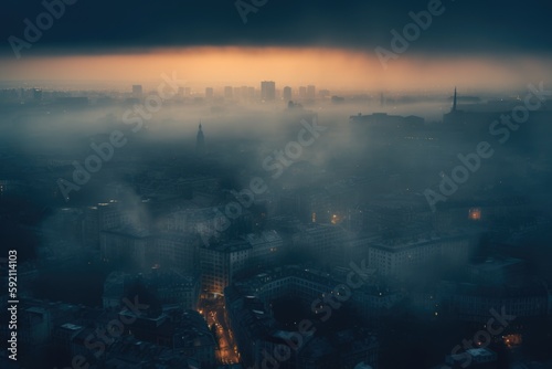 Polluted cityscape  capturing the environmental crisis in urban areas