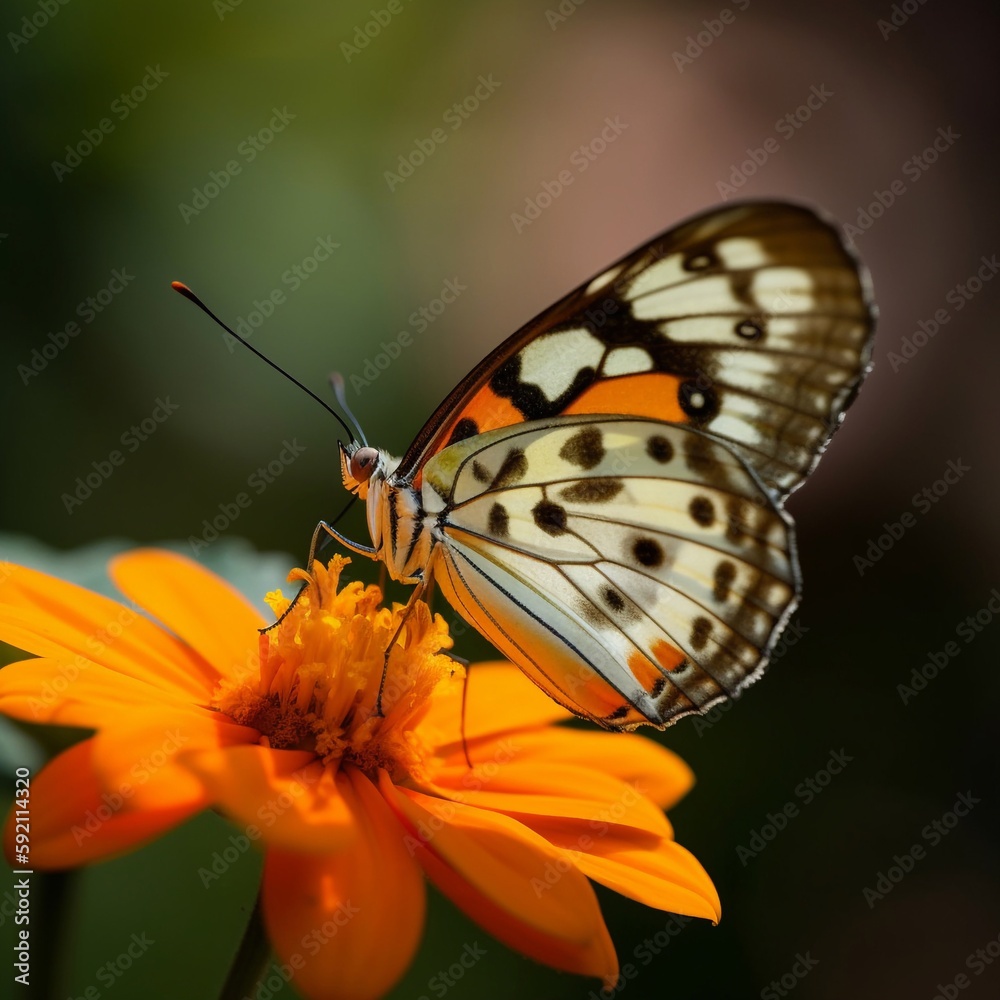 Fototapeta premium beautiful butterfly on yellow flower
