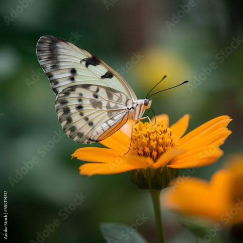 beautiful butterfly on yellow flower