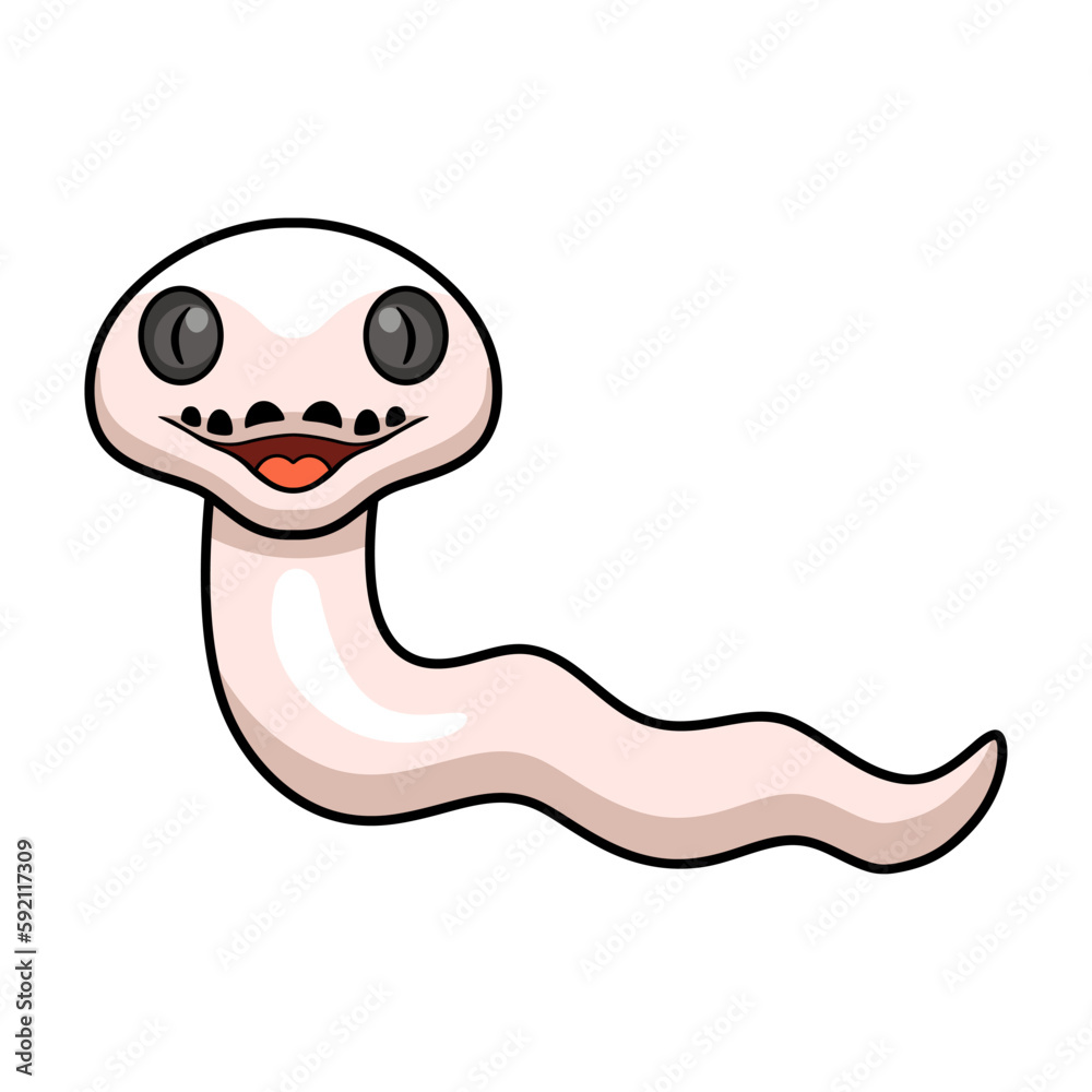 Cute black eyed leucistic reticulatus python cartoon Cute black eyed leucistic reticulatus python cartoon