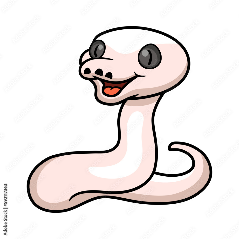 Cute black eyed leucistic reticulatus python cartoon Cute black eyed leucistic reticulatus python cartoon