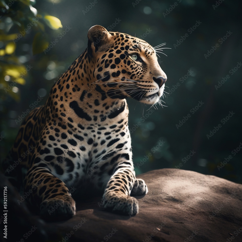 Obraz premium portrait of a leopard on the forest