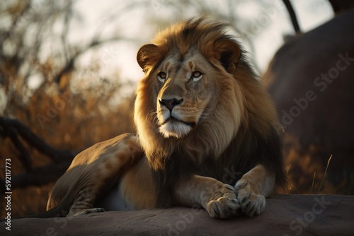portrait of a lion on the forest © Tebha Workspace