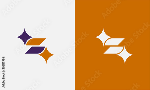 Initial S letter logo design with Star shape vector illustration. Letter S Star Shape Isolated with Two Backgrounds.