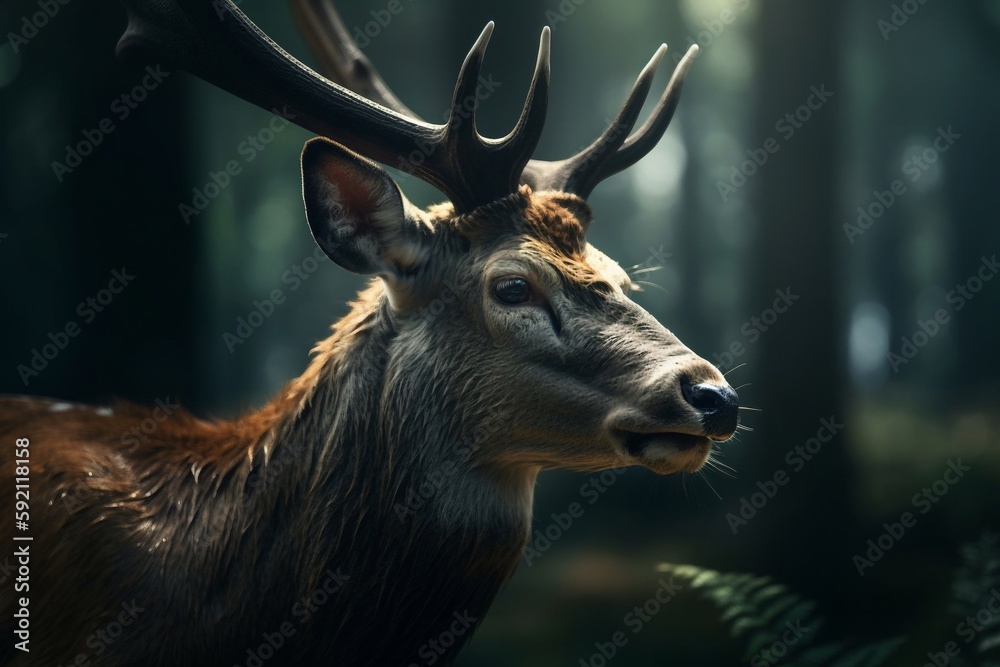Fototapeta premium Realistic Noble deer in the forest
