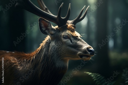 Realistic Noble deer in the forest