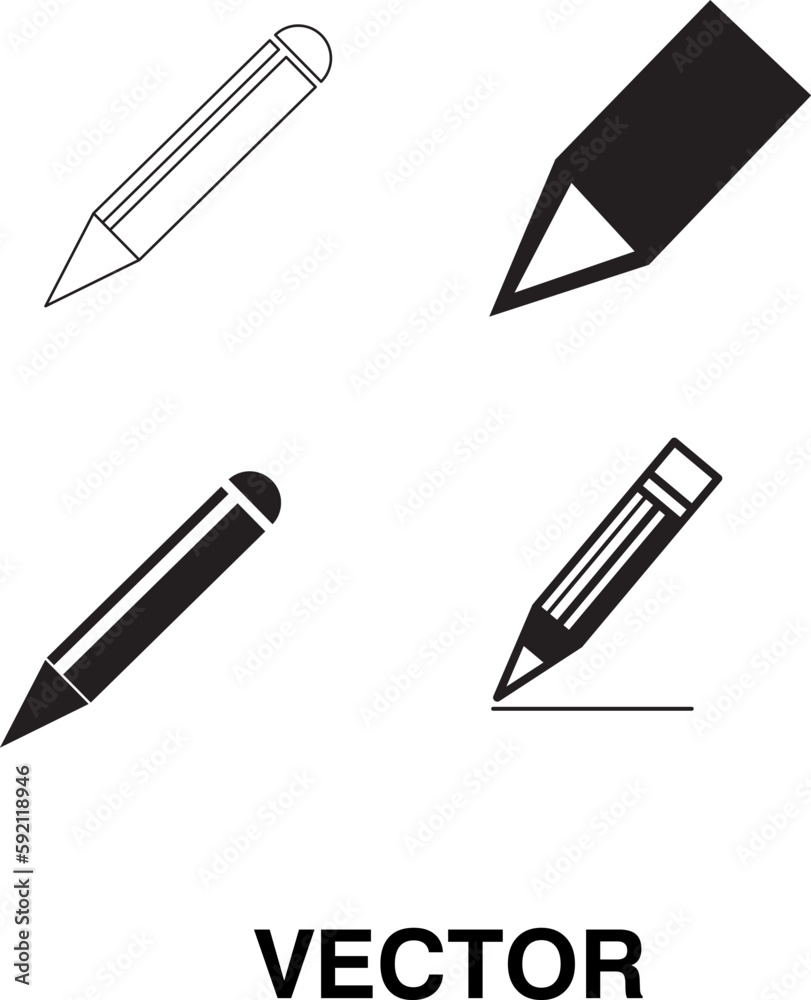 Pencil Icon Vector Logo, Pencil Icon set illustration on white background Pencil Icon Vector Logo, Pencil Icon set illustration on white background