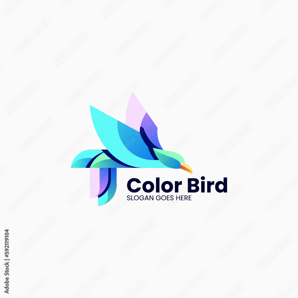Vector Logo Illustration Color Bird Gradient Colorful Style
