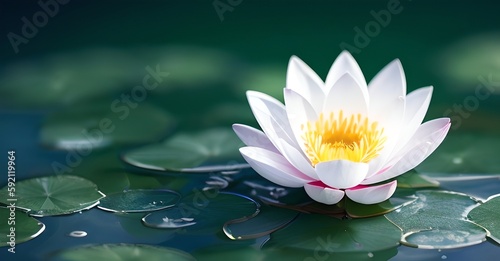 Zen lotus flower on water  meditation  serenity and spirituality concept  illustration generative ai