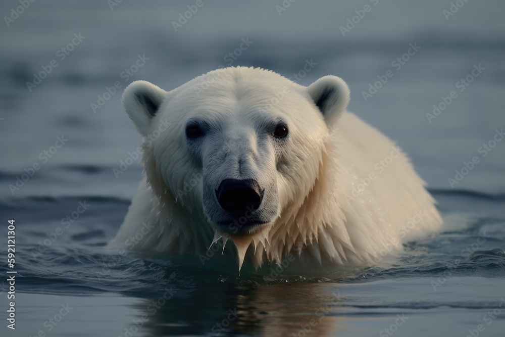 Naklejka premium polar bear in the region at clima crisis created with Generative AI technology