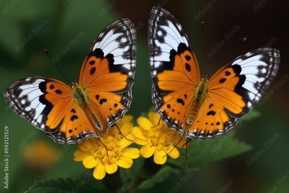 butterfly on flower created with Generative AI technology butterfly on flower created with Generative AI technology