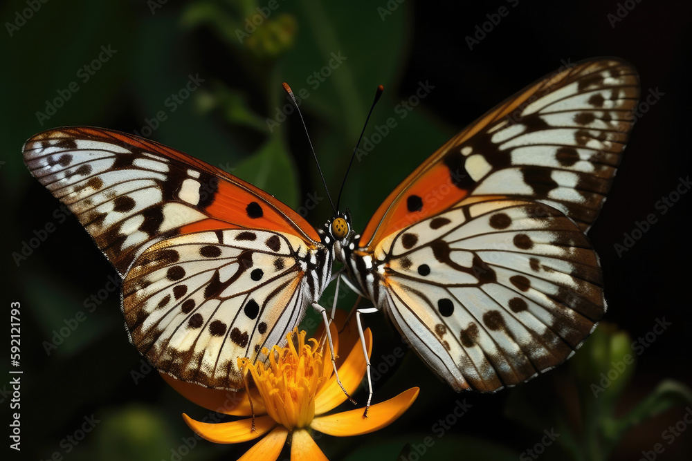 butterfly on flower created with Generative AI technology butterfly on flower created with Generative AI technology