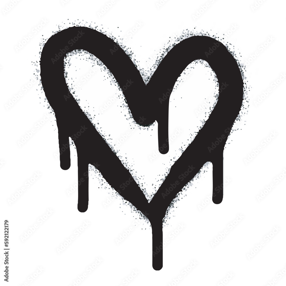 Vecteur Stock Spray graffiti heart sign painted in black on white. Love  heart drop symbol. isolated on a white background. vector illustration |  Adobe Stock