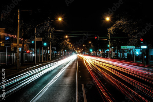 traffic at night created with Generative AI technology