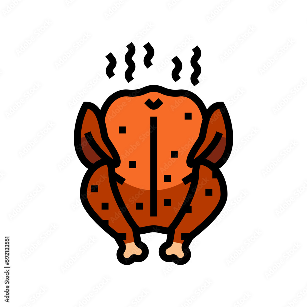 Fototapeta premium chicken smoked color icon vector illustration