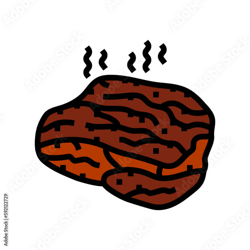 meat smoked color icon vector illustration