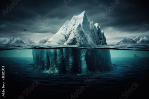 Iceberg - Underwater Risk - Global Warming Concept created with Generative AI technology © Robert Herhold